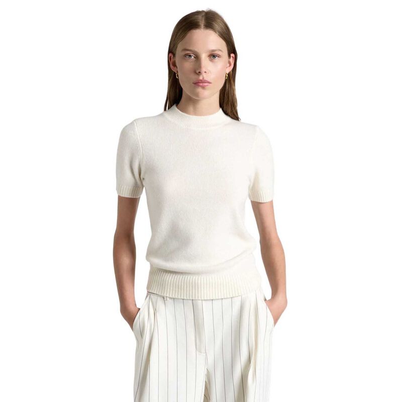 Cue Merino Cashmere Blend Mock Neck Short Sleeve Knit image number 0